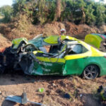 Taxi collided with truck, police vehicle after driver fled petrol station