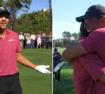 Charlie Woods, son of Tiger, in disbelief after incredible hole-in-one at PNC Championship