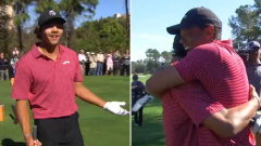 Charlie Woods, son of Tiger, in disbelief after incredible hole-in-one at PNC Championship