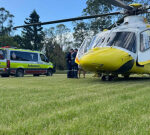 Woman airlifted to hospital after falling into fire pit at property on the Sunshine Coast, Queensland