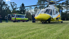 Woman airlifted to hospital after falling into fire pit at property on the Sunshine Coast, Queensland