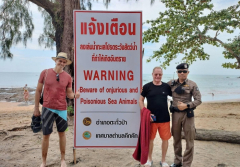 German lady bitten by fish in Phangnga