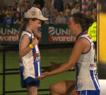 Auskick kid melts hearts with three-word message to Libby Birch after AFLW grand last