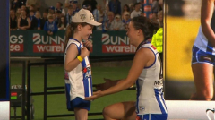 Auskick kid melts hearts with three-word message to Libby Birch after AFLW grand last