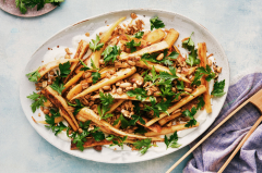 Parsnips With Spiced Peanuts and Garlic Yogurt