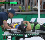 Crowd falls silent as Hilton Cartwright stretchered off with neck injury during BBL opener