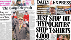 The Papers: ‘Tory war with Farage’ and Just Stop Oil ‘hypocrites’