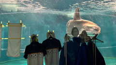 Japanese aquarium cheers up lonely sunfish with cardboard cutouts of people