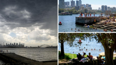 Winds and hail roll in after a day of extreme heat in Sydney, with temperatures topping 40C