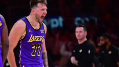 Luka Dončić stared down the Mavericks bench after draining a deep Lakers 3-pointer