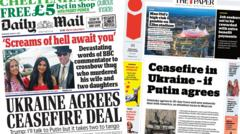 The Papers: ‘Jail.. then hell’ and ceasefire ‘if Putin agrees’