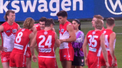 AFL world in disbelief over ‘humiliating’ scenes as Sydney concede 12 straight goals to Adelaide in nightmare first half