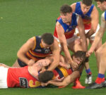 James Peatling on report for rough conduct on Lachie Neale during Brisbane-Adelaide blockbuster