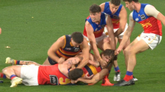 James Peatling on report for rough conduct on Lachie Neale during Brisbane-Adelaide blockbuster