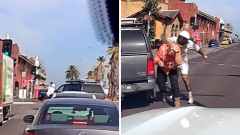 Wild road rage incident caught on dashcam as scooter rider fights back after being rammed by ute in Melbourne