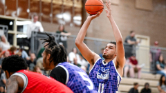 Michigan State basketball’s Jesse McCulloch seen at Moneyball Pro-Am in a walking boot