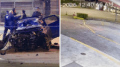 Six teens arrested after stolen car driven by 14-year-old crashes into pole during Sydney police chase