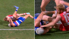 Bitter opponents Rory Lobb and Aaron Francis tangled in ‘bizarre’ scuffle late in AFL thriller