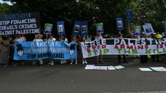 Pro-Palestine protesters at Wimbledon over Barclays sponsorship
