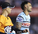 Cronulla second-rower Briton Nikora cops three-match ban for high shot on Corey Allan