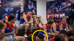 Vision emerges of Steven May appearing to ignore captain Max Gawn’s final post-match address