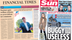 The Papers:  ‘Starmer guts welfare reform’ and ‘Buggy useless’