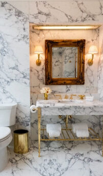Trump shows off his marble-and-gold transformation of the White House Lincoln Bathroom