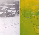 Mount Hotham gets unseasonable blast of snow after wild weather pelts the east coast