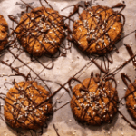 Almond Tahini Cookies with Toasted Sesame & Chocolate Drizzle