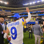 Matthew Stafford reacts to MVP chants from Rams fans on Sunday night
