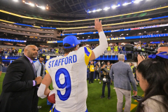 Matthew Stafford reacts to MVP chants from Rams fans on Sunday night