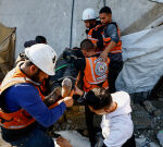 Winter storms cause war-damaged buildings to collapse in Gaza