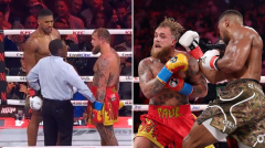 Referee steps in to blast fighters before Anthony Joshua KOs Jake Paul in main event fizzer