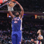 Sixers’ Joel Embiid reacts to his first dunk, return to MSG in win