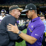 Broncos coach Sean Payton reacts to John Harbaugh being fired