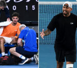 Nick Kyrgios and Thanasi Kokkinakis crash out of Australian Open as injuries strike again during doubles clash