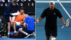Nick Kyrgios and Thanasi Kokkinakis crash out of Australian Open as injuries strike again during doubles clash