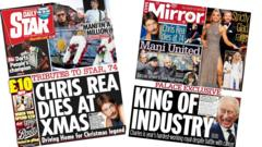 The Papers:  ‘Chris Rea dies at Xmas’ and ‘King of Industry’