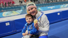 New mum Francesca Lollobrigida steals show with proud son after historic Winter Olympic gold medal for Italy