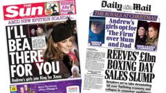 The Papers:  ‘I’ll Bea there for you’ and ‘Boxing Day sales slump’